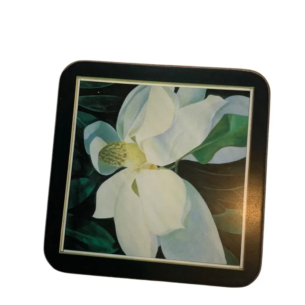 Pimpernel Vintage Magnolia Study Floral Cork Backed Set of 6 Coasters England